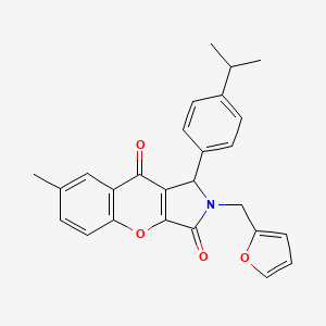 molecular formula C26H23NO4 B11145976 2-(Furan-2-ylmethyl)-7-methyl-1-[4-(propan-2-yl)phenyl]-1,2-dihydrochromeno[2,3-c]pyrrole-3,9-dione 