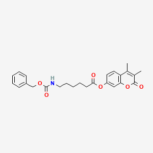 molecular formula C25H27NO6 B11145997 3,4-dimethyl-2-oxo-2H-chromen-7-yl 6-{[(benzyloxy)carbonyl]amino}hexanoate 