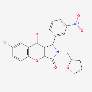 molecular formula C22H17ClN2O6 B11146002 7-Chloro-1-(3-nitrophenyl)-2-(tetrahydrofuran-2-ylmethyl)-1,2-dihydrochromeno[2,3-c]pyrrole-3,9-dione 