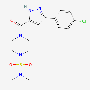 molecular formula C16H20ClN5O3S B11146014 4-{[5-(4-chlorophenyl)-1H-pyrazol-3-yl]carbonyl}-N,N-dimethylpiperazine-1-sulfonamide 