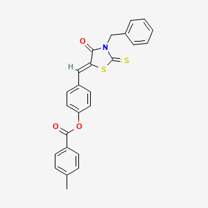 molecular formula C25H19NO3S2 B11146030 4-[(Z)-(3-benzyl-4-oxo-2-thioxo-1,3-thiazolidin-5-ylidene)methyl]phenyl 4-methylbenzoate 