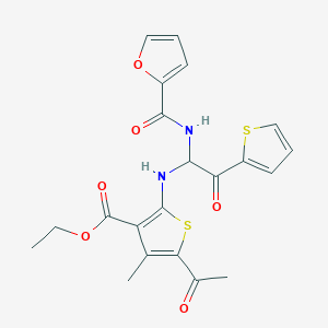 molecular formula C21H20N2O6S2 B11146062 Ethyl 5-acetyl-2-{[1-[(2-furylcarbonyl)amino]-2-oxo-2-(2-thienyl)ethyl]amino}-4-methyl-3-thiophenecarboxylate 