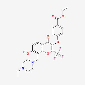 ethyl 4-{[8-[(4-ethylpiperazino)methyl]-7-hydroxy-4-oxo-2-(trifluoromethyl)-4H-chromen-3-yl]oxy}benzoate