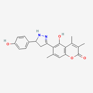 5-hydroxy-6-[5-(4-hydroxyphenyl)-4,5-dihydro-1H-pyrazol-3-yl]-3,4,7-trimethyl-2H-chromen-2-one