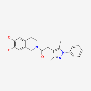 molecular formula C24H27N3O3 B11146088 1-(6,7-dimethoxy-3,4-dihydroisoquinolin-2(1H)-yl)-2-(3,5-dimethyl-1-phenyl-1H-pyrazol-4-yl)ethanone 