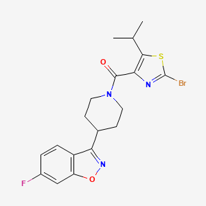 molecular formula C19H19BrFN3O2S B11146090 (2-Bromo-5-isopropyl-1,3-thiazol-4-yl)[4-(6-fluoro-1,2-benzisoxazol-3-yl)piperidino]methanone 