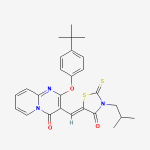 molecular formula C26H27N3O3S2 B11146119 2-(4-tert-butylphenoxy)-3-{(Z)-[3-(2-methylpropyl)-4-oxo-2-thioxo-1,3-thiazolidin-5-ylidene]methyl}-4H-pyrido[1,2-a]pyrimidin-4-one 