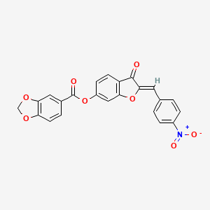 molecular formula C23H13NO8 B11146136 (2Z)-2-(4-nitrobenzylidene)-3-oxo-2,3-dihydro-1-benzofuran-6-yl 1,3-benzodioxole-5-carboxylate 