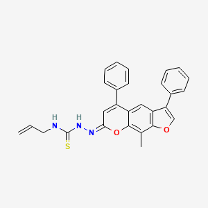 (2E)-2-(9-methyl-3,5-diphenyl-7H-furo[3,2-g]chromen-7-ylidene)-N-(prop-2-en-1-yl)hydrazinecarbothioamide