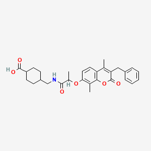 molecular formula C29H33NO6 B11146158 trans-4-[({2-[(3-benzyl-4,8-dimethyl-2-oxo-2H-chromen-7-yl)oxy]propanoyl}amino)methyl]cyclohexanecarboxylic acid 