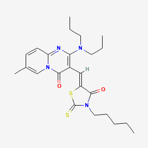 molecular formula C24H32N4O2S2 B11146182 2-(dipropylamino)-7-methyl-3-[(Z)-(4-oxo-3-pentyl-2-thioxo-1,3-thiazolidin-5-ylidene)methyl]-4H-pyrido[1,2-a]pyrimidin-4-one 