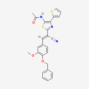 N-[2-{(E)-2-[4-(benzyloxy)-3-methoxyphenyl]-1-cyanoethenyl}-4-(thiophen-2-yl)-1,3-thiazol-5-yl]acetamide