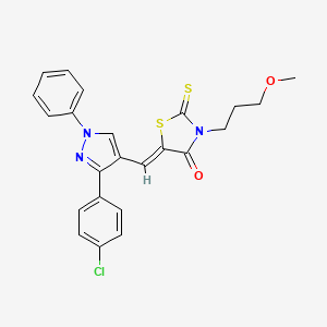 molecular formula C23H20ClN3O2S2 B11146205 (5Z)-5-{[3-(4-chlorophenyl)-1-phenyl-1H-pyrazol-4-yl]methylidene}-3-(3-methoxypropyl)-2-thioxo-1,3-thiazolidin-4-one 