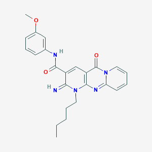 molecular formula C24H25N5O3 B11146220 6-imino-N-(3-methoxyphenyl)-2-oxo-7-pentyl-1,7,9-triazatricyclo[8.4.0.03,8]tetradeca-3(8),4,9,11,13-pentaene-5-carboxamide 