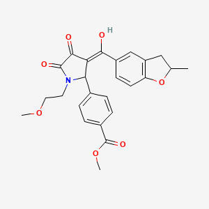 molecular formula C25H25NO7 B11146225 methyl 4-{4-hydroxy-1-(2-methoxyethyl)-3-[(2-methyl-2,3-dihydro-1-benzofuran-5-yl)carbonyl]-5-oxo-2,5-dihydro-1H-pyrrol-2-yl}benzoate 