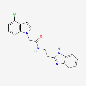 molecular formula C19H17ClN4O B11146257 N-[2-(1H-1,3-benzimidazol-2-yl)ethyl]-2-(4-chloro-1H-indol-1-yl)acetamide 