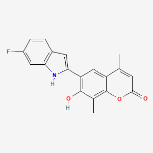 molecular formula C19H14FNO3 B11146285 6-(6-fluoro-1H-indol-2-yl)-7-hydroxy-4,8-dimethyl-2H-chromen-2-one 