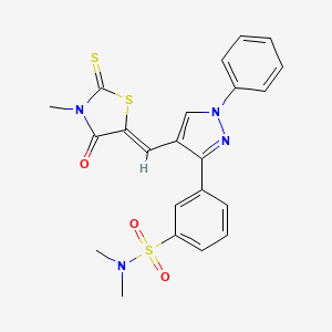 N,N-dimethyl-3-{4-[(Z)-(3-methyl-4-oxo-2-thioxo-1,3-thiazolidin-5-ylidene)methyl]-1-phenyl-1H-pyrazol-3-yl}benzenesulfonamide