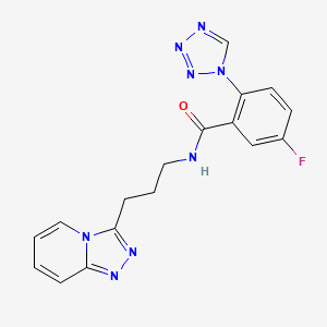 molecular formula C17H15FN8O B11146335 5-fluoro-2-(1H-1,2,3,4-tetraazol-1-yl)-N-(3-[1,2,4]triazolo[4,3-a]pyridin-3-ylpropyl)benzamide 