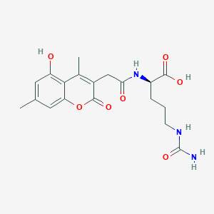 molecular formula C19H23N3O7 B11146376 (R)-2-(2-(5-hydroxy-4,7-dimethyl-2-oxo-2H-chromen-3-yl)acetamido)-5-ureidopentanoic acid 