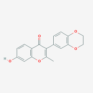 molecular formula C18H14O5 B11146388 3-(2,3-dihydro-1,4-benzodioxin-6-yl)-7-hydroxy-2-methyl-4H-chromen-4-one 