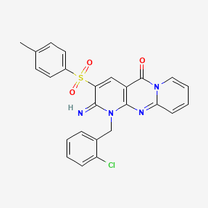 molecular formula C25H19ClN4O3S B11146393 7-[(2-Chlorophenyl)methyl]-6-imino-5-(4-methylbenzenesulfonyl)-1,7,9-triazatricyclo[8.4.0.0^{3,8}]tetradeca-3(8),4,9,11,13-pentaen-2-one 