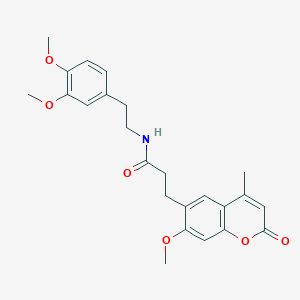 molecular formula C24H27NO6 B11146394 N~1~-(3,4-dimethoxyphenethyl)-3-(7-methoxy-4-methyl-2-oxo-2H-chromen-6-yl)propanamide 