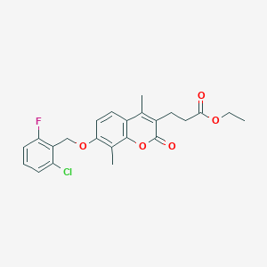 molecular formula C23H22ClFO5 B11146440 ethyl 3-{7-[(2-chloro-6-fluorobenzyl)oxy]-4,8-dimethyl-2-oxo-2H-chromen-3-yl}propanoate 