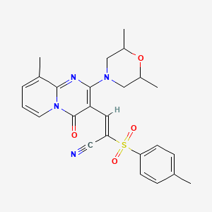 molecular formula C25H26N4O4S B11146454 (2E)-3-[2-(2,6-dimethylmorpholin-4-yl)-9-methyl-4-oxo-4H-pyrido[1,2-a]pyrimidin-3-yl]-2-[(4-methylphenyl)sulfonyl]prop-2-enenitrile 