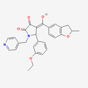 molecular formula C28H26N2O5 B11146459 5-(3-ethoxyphenyl)-3-hydroxy-4-[(2-methyl-2,3-dihydro-1-benzofuran-5-yl)carbonyl]-1-(pyridin-4-ylmethyl)-1,5-dihydro-2H-pyrrol-2-one 