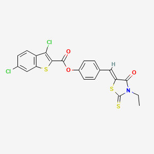 4-[(Z)-(3-ethyl-4-oxo-2-thioxo-1,3-thiazolidin-5-ylidene)methyl]phenyl 3,6-dichloro-1-benzothiophene-2-carboxylate