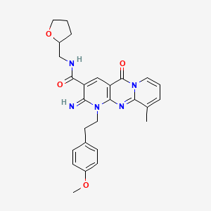 6-imino-7-[2-(4-methoxyphenyl)ethyl]-11-methyl-2-oxo-N-[(oxolan-2-yl)methyl]-1,7,9-triazatricyclo[8.4.0.0^{3,8}]tetradeca-3(8),4,9,11,13-pentaene-5-carboxamide