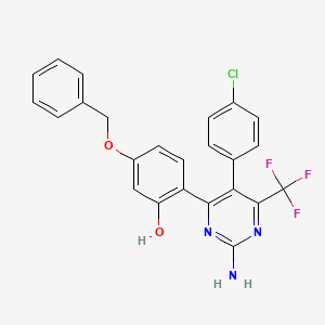 molecular formula C24H17ClF3N3O2 B11146490 2-[2-Amino-5-(4-chlorophenyl)-6-(trifluoromethyl)pyrimidin-4-yl]-5-(benzyloxy)phenol 