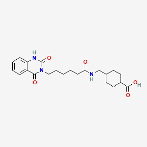 molecular formula C22H29N3O5 B11146497 4-({[6-(2-hydroxy-4-oxoquinazolin-3(4H)-yl)hexanoyl]amino}methyl)cyclohexanecarboxylic acid 