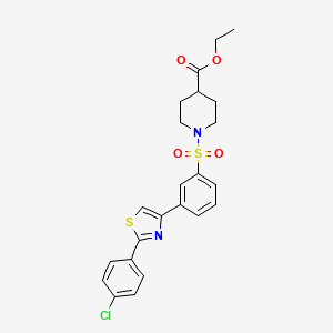 molecular formula C23H23ClN2O4S2 B11146506 Ethyl 1-({3-[2-(4-chlorophenyl)-1,3-thiazol-4-yl]phenyl}sulfonyl)-4-piperidinecarboxylate 