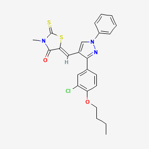 (5Z)-5-{[3-(4-butoxy-3-chlorophenyl)-1-phenyl-1H-pyrazol-4-yl]methylidene}-3-methyl-2-thioxo-1,3-thiazolidin-4-one