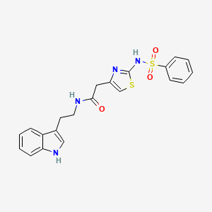 molecular formula C21H20N4O3S2 B11146549 N-[2-(1H-indol-3-yl)ethyl]-2-{2-[(phenylsulfonyl)amino]-1,3-thiazol-4-yl}acetamide 