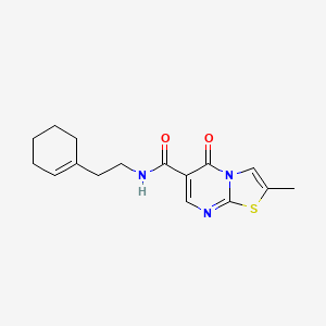 molecular formula C16H19N3O2S B11146552 N-[2-(1-cyclohexenyl)ethyl]-2-methyl-5-oxo-5H-[1,3]thiazolo[3,2-a]pyrimidine-6-carboxamide 