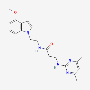 molecular formula C20H25N5O2 B11146555 3-[(4,6-dimethyl-2-pyrimidinyl)amino]-N-[2-(4-methoxy-1H-indol-1-yl)ethyl]propanamide 