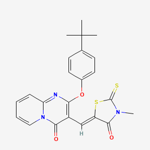 molecular formula C23H21N3O3S2 B11146624 2-(4-tert-butylphenoxy)-3-[(Z)-(3-methyl-4-oxo-2-thioxo-1,3-thiazolidin-5-ylidene)methyl]-4H-pyrido[1,2-a]pyrimidin-4-one 