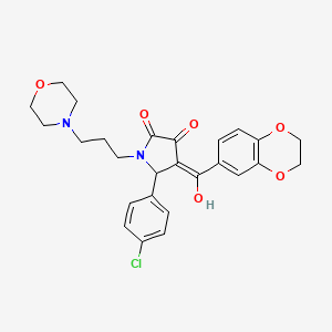 (4E)-5-(4-chlorophenyl)-4-[2,3-dihydro-1,4-benzodioxin-6-yl(hydroxy)methylidene]-1-[3-(morpholin-4-yl)propyl]pyrrolidine-2,3-dione