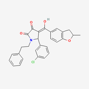 5-(3-chlorophenyl)-3-hydroxy-4-[(2-methyl-2,3-dihydro-1-benzofuran-5-yl)carbonyl]-1-(2-phenylethyl)-1,5-dihydro-2H-pyrrol-2-one