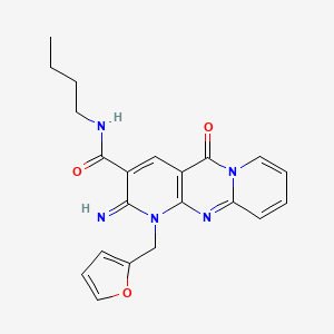 molecular formula C21H21N5O3 B11146663 N-butyl-7-[(furan-2-yl)methyl]-6-imino-2-oxo-1,7,9-triazatricyclo[8.4.0.0^{3,8}]tetradeca-3(8),4,9,11,13-pentaene-5-carboxamide 