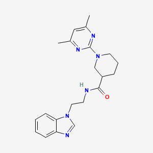 molecular formula C21H26N6O B11146675 N-[2-(1H-1,3-benzimidazol-1-yl)ethyl]-1-(4,6-dimethyl-2-pyrimidinyl)-3-piperidinecarboxamide 