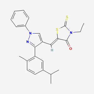 molecular formula C25H25N3OS2 B11146687 (5Z)-3-ethyl-5-({3-[2-methyl-5-(propan-2-yl)phenyl]-1-phenyl-1H-pyrazol-4-yl}methylidene)-2-thioxo-1,3-thiazolidin-4-one 