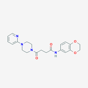 molecular formula C21H24N4O4 B11146704 N-(2,3-dihydro-1,4-benzodioxin-6-yl)-4-oxo-4-[4-(2-pyridyl)piperazino]butanamide 