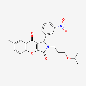 molecular formula C24H24N2O6 B11146790 7-Methyl-1-(3-nitrophenyl)-2-[3-(propan-2-yloxy)propyl]-1,2-dihydrochromeno[2,3-c]pyrrole-3,9-dione 