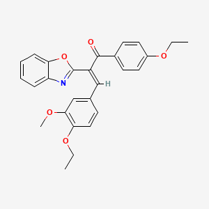 (2E)-2-(1,3-benzoxazol-2-yl)-3-(4-ethoxy-3-methoxyphenyl)-1-(4-ethoxyphenyl)prop-2-en-1-one