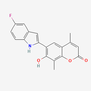 6-(5-fluoro-1H-indol-2-yl)-7-hydroxy-4,8-dimethyl-2H-chromen-2-one