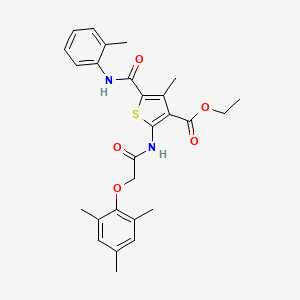 molecular formula C27H30N2O5S B11146823 Ethyl 4-methyl-5-[(2-methylphenyl)carbamoyl]-2-[2-(2,4,6-trimethylphenoxy)acetamido]thiophene-3-carboxylate 